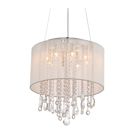 AVENUE LIGHTING Beverly Dr. Collection Round Wht Silk String Shd And Crystl Dual Mount HF1501-WHT